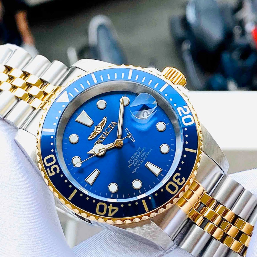 INVICTA Men's Pro Diver 42mm Jubilee Bracelet Watch Two Tone/Blue