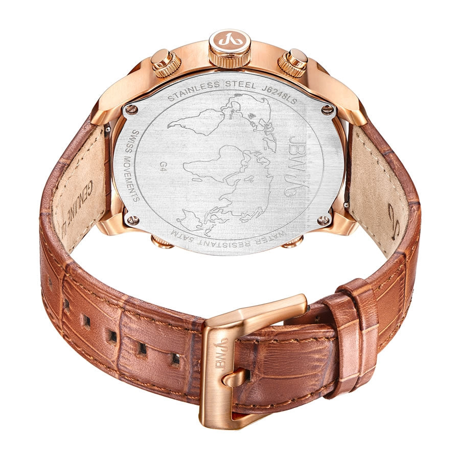 JBW G4 Gulfstream 16 Diamonds 18k Rose Gold Plated Vintage Brown Watch