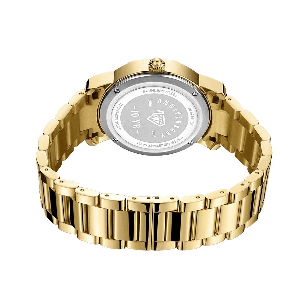 JBW Olympia 10 YR 20 Diamonds 18k Gold Plated Watch