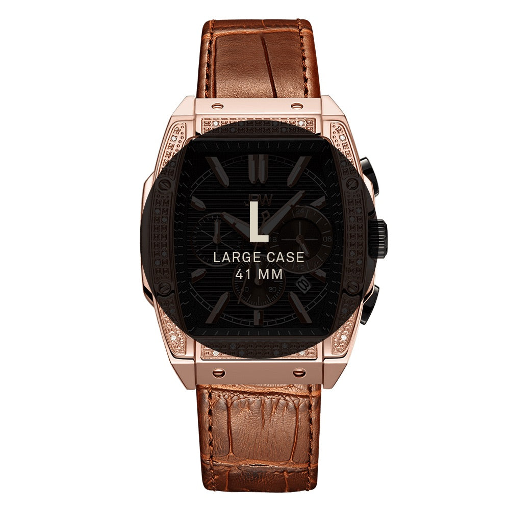 JBW Echelon 18k Rose Gold Plated Brown Watch