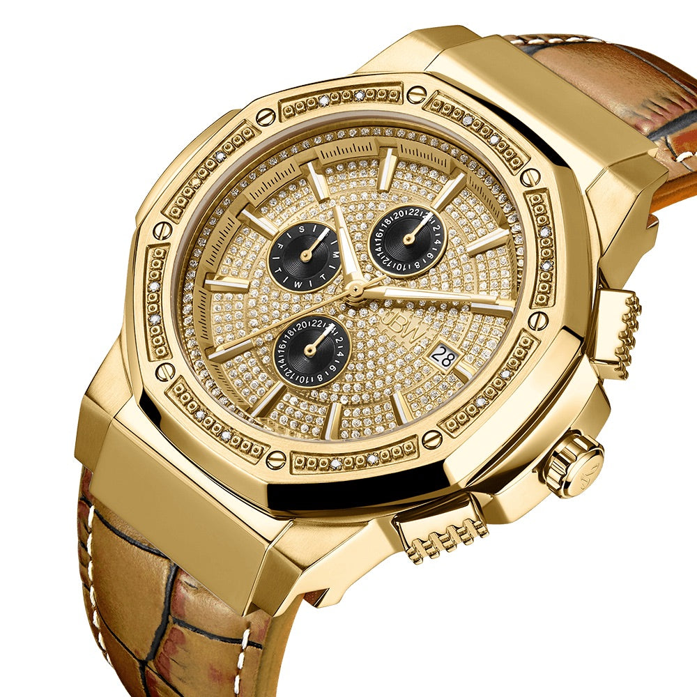 JBW Saxon 10 YR Brown/Gold Watch