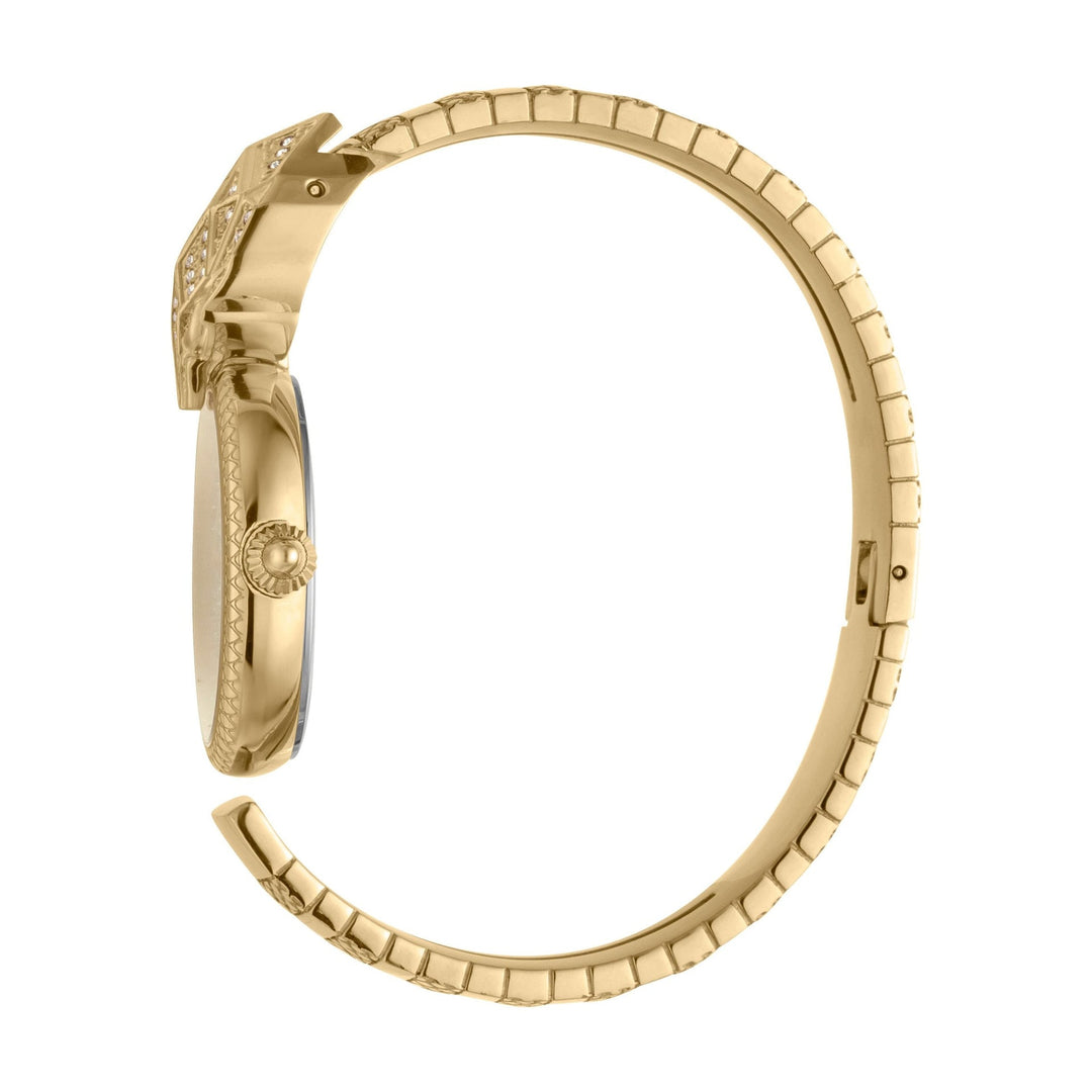 JUST CAVALLI Glam Cuff Snake Zirconia Gold Watch