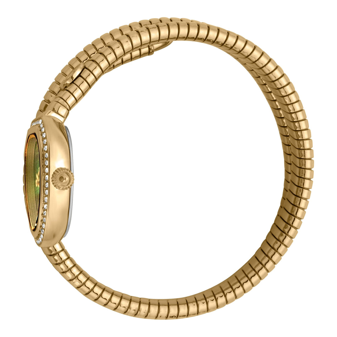 JUST CAVALLI Eva Snake Twist Zirconia Gold/Green Watch