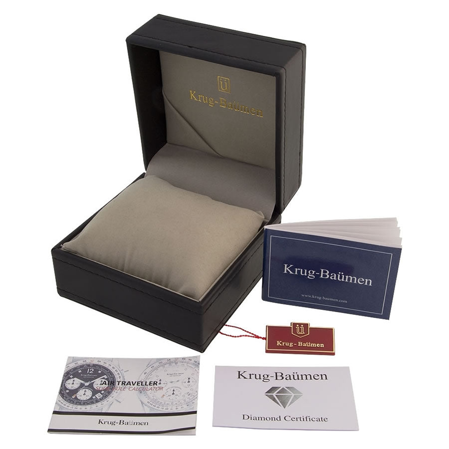 KRUG BAUMEN Men's Air Traveller Diamond Watch 46mm Chocolate