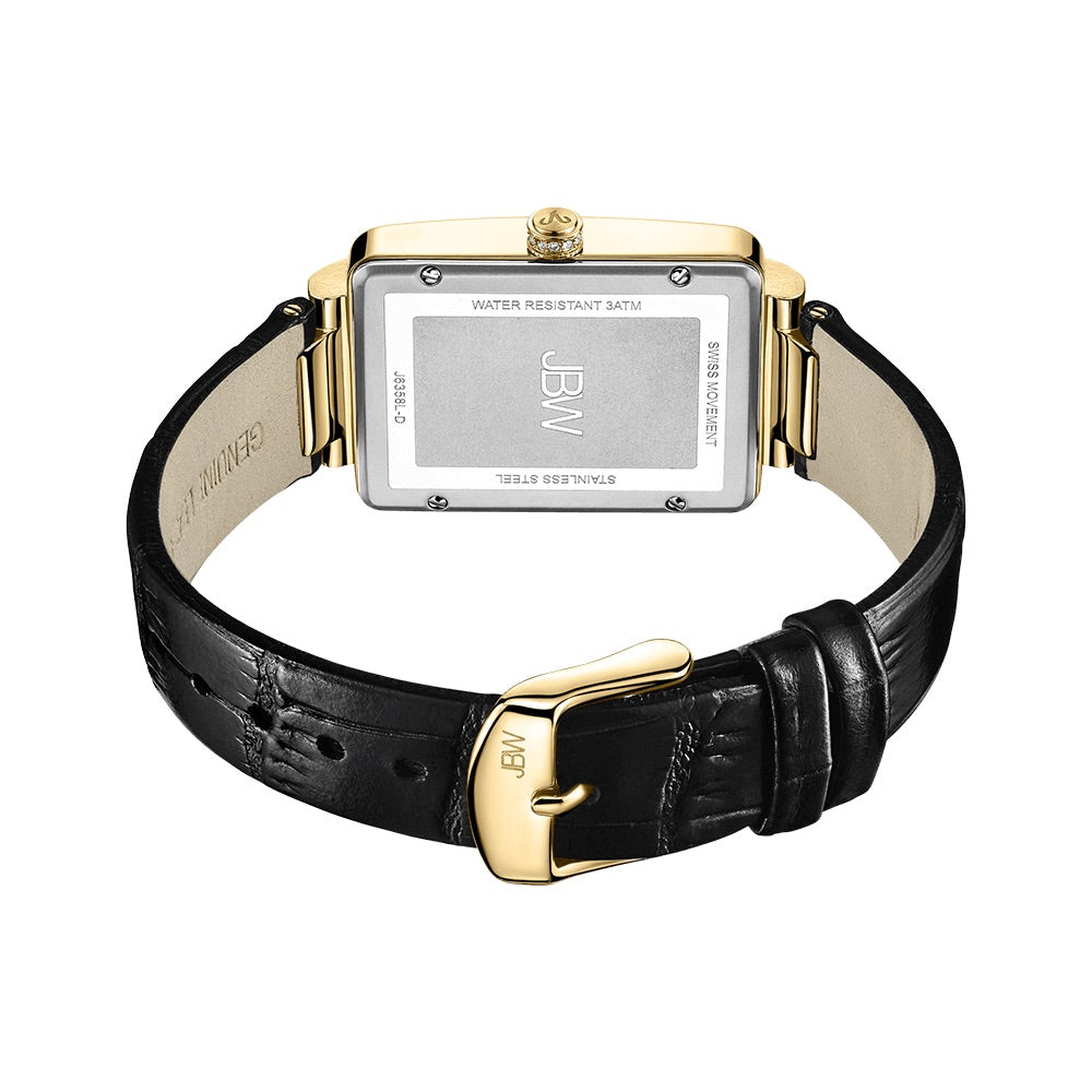 JBW Women's Mink .12 ctw Diamond 18K Gold-Plated Black Watch
