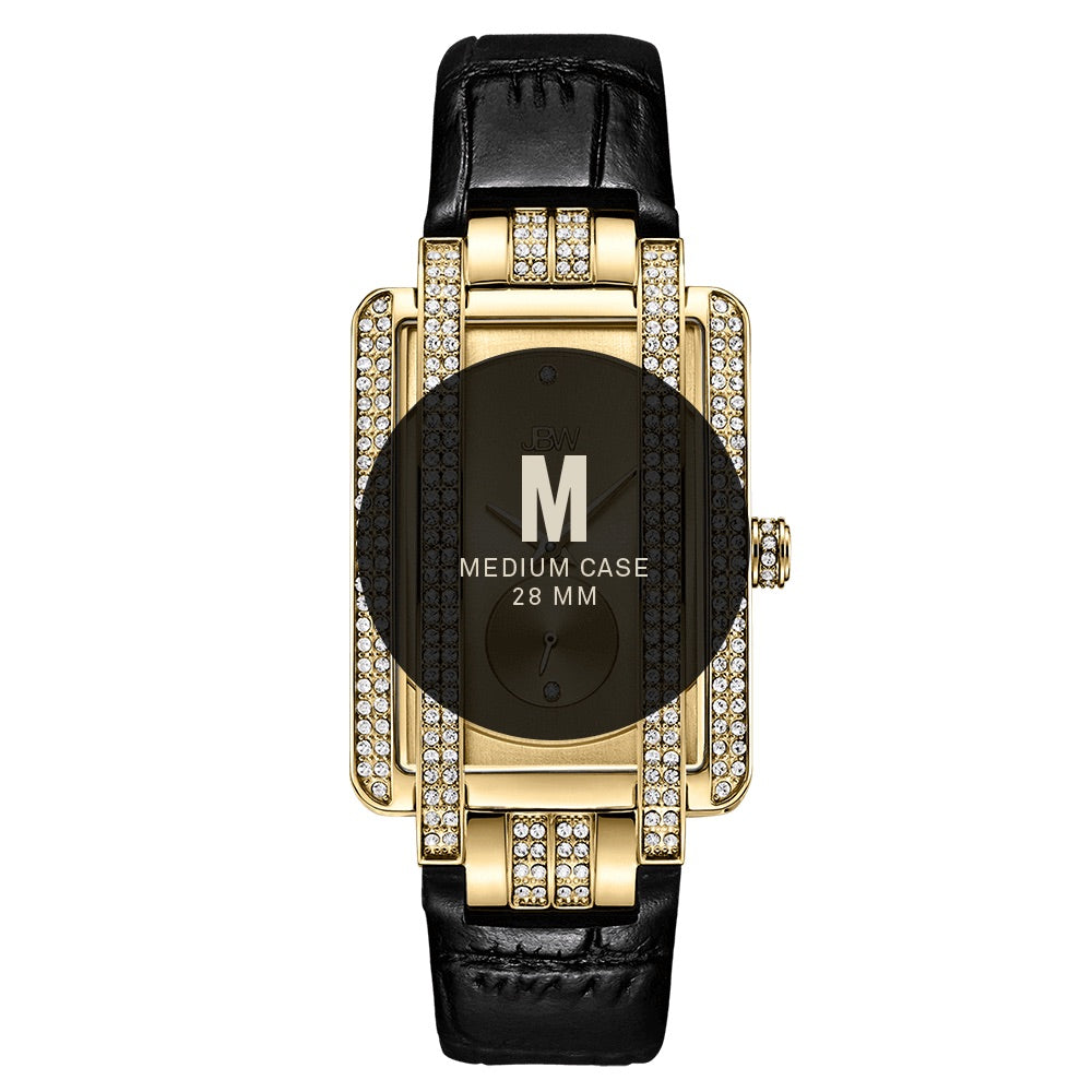 JBW Women's Mink .12 ctw Diamond 18K Gold-Plated Black Watch