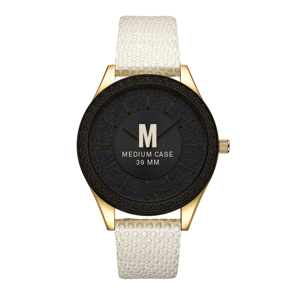 JBW Mondrian 10 YR Anniversary 18k Gold Plated Light Beige 12 Diamonds Watch