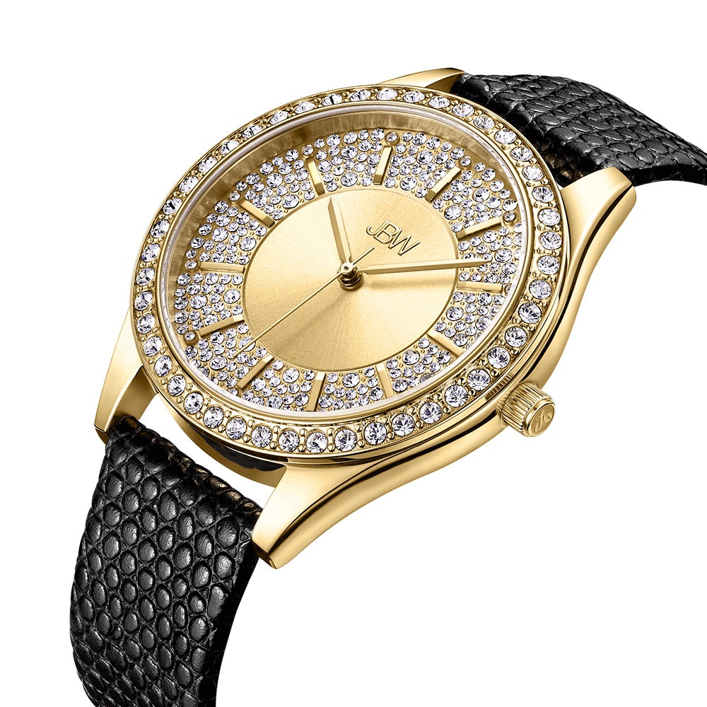 JBW Mondrian 10 YR Anniversary 18k Gold Plated 12 Diamonds Watch