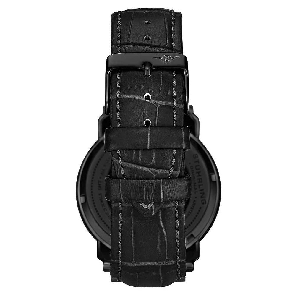 STUHRLING ORIGINAL Savoy Regulator Automatic 44mm Skeleton Black Ion Watch