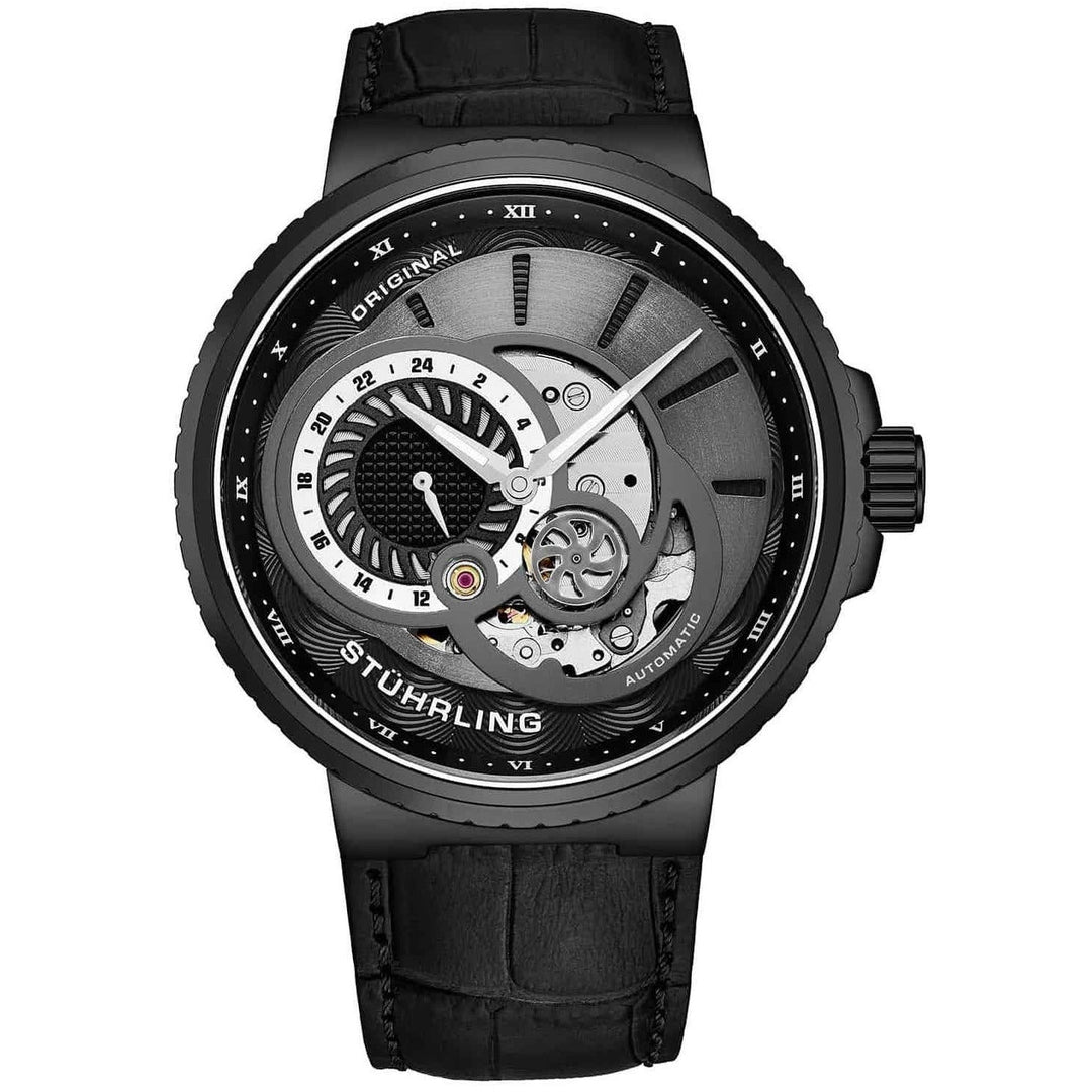 STUHRLING ORIGINAL Jet Engine Automatic 45mm Skeleton Ion Black Watch