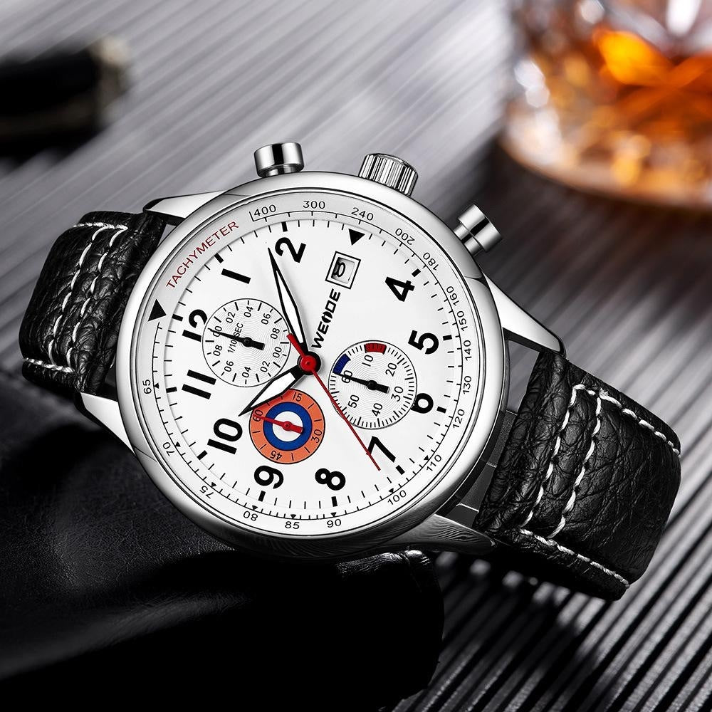 WEIDE Bullet Leather White/Black Watch