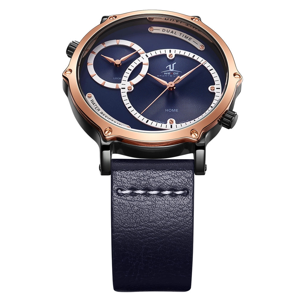 WEIDE Archer Dual Time 46mm Rose Gold/Blue Watch