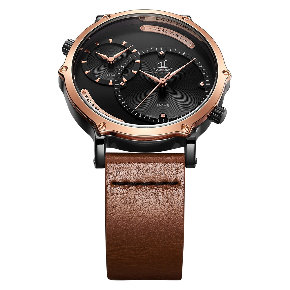 WEIDE Archer Dual Time 46mm Rose Gold/Brown Watch