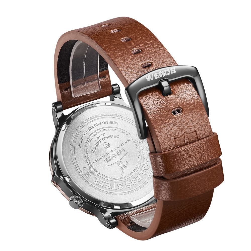 WEIDE Archer Dual Time 46mm Rose Gold/Brown Watch