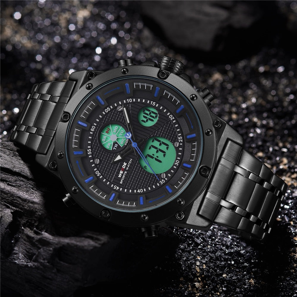 WEIDE Goblin Ion Steel Blue Trim Watch