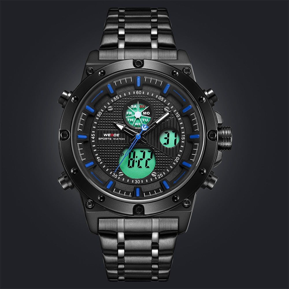 WEIDE Goblin Ion Steel Blue Trim Watch