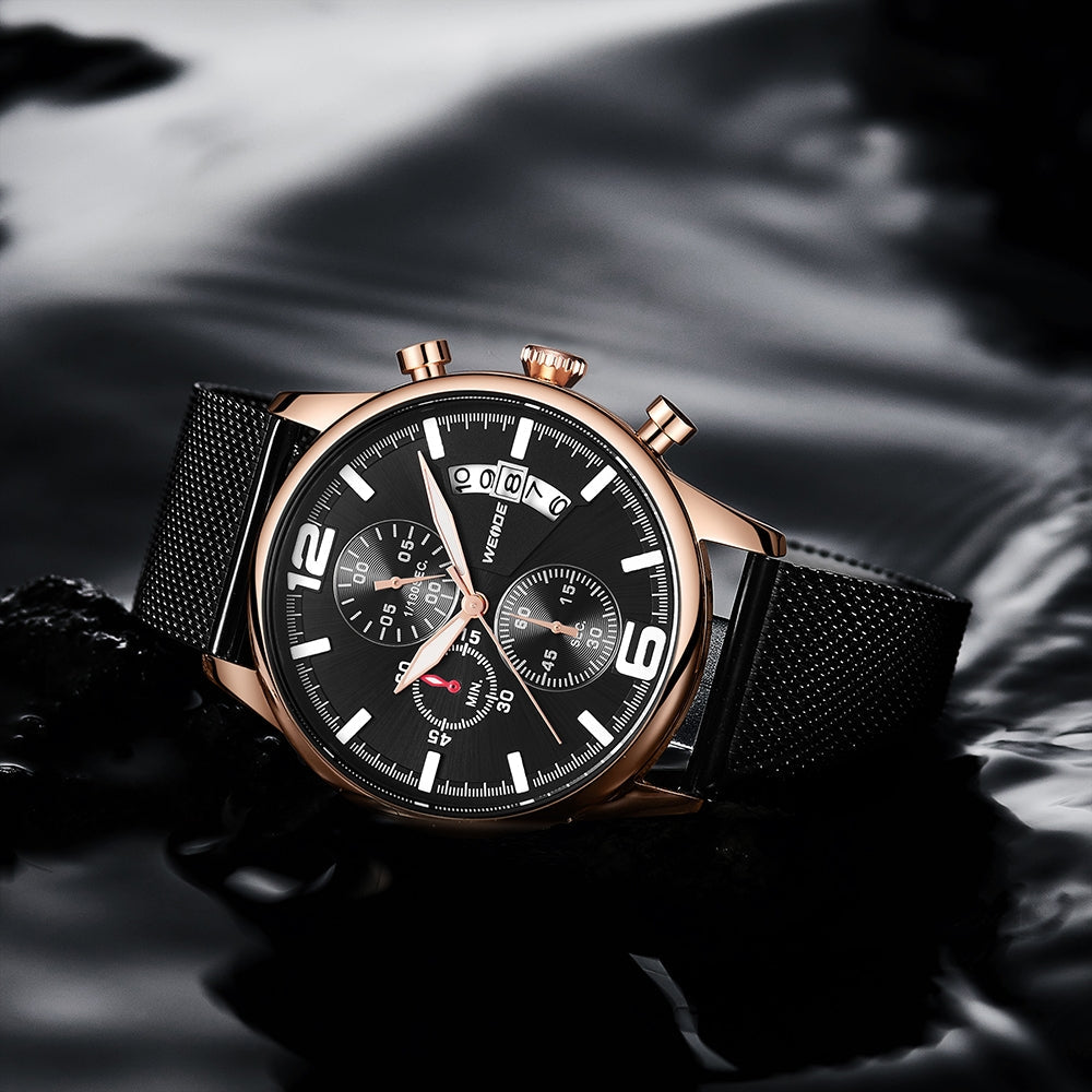 WEIDE Race Milanese Rose Gold/Black Watch