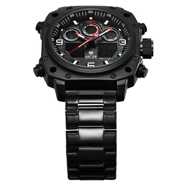 WEIDE Delta Ion Steel Black/Red Watch