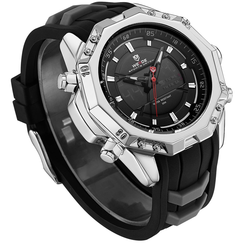 WEIDE Powerhouse Dual Time Black/Silver Watch