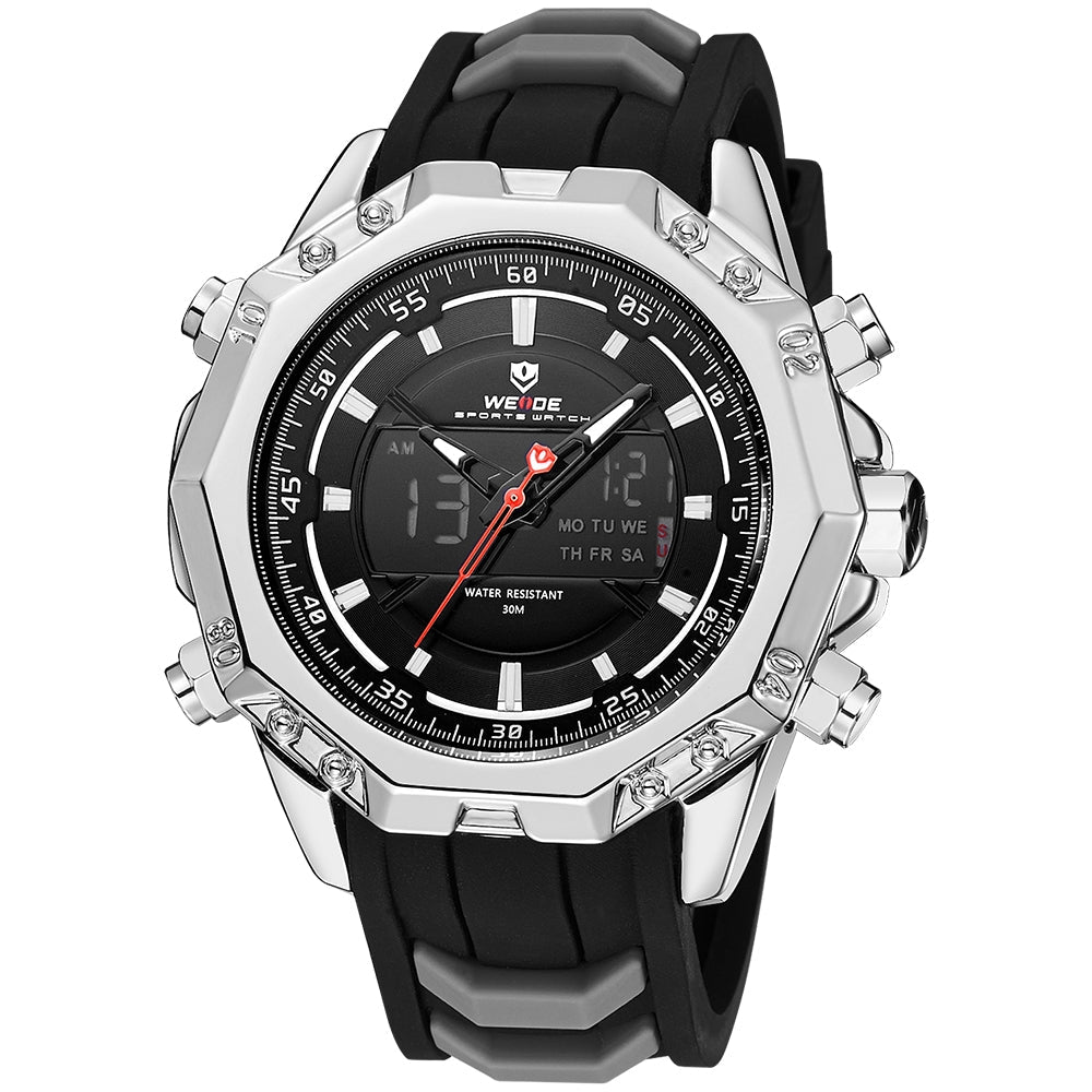 WEIDE Powerhouse Dual Time Black/Silver Watch