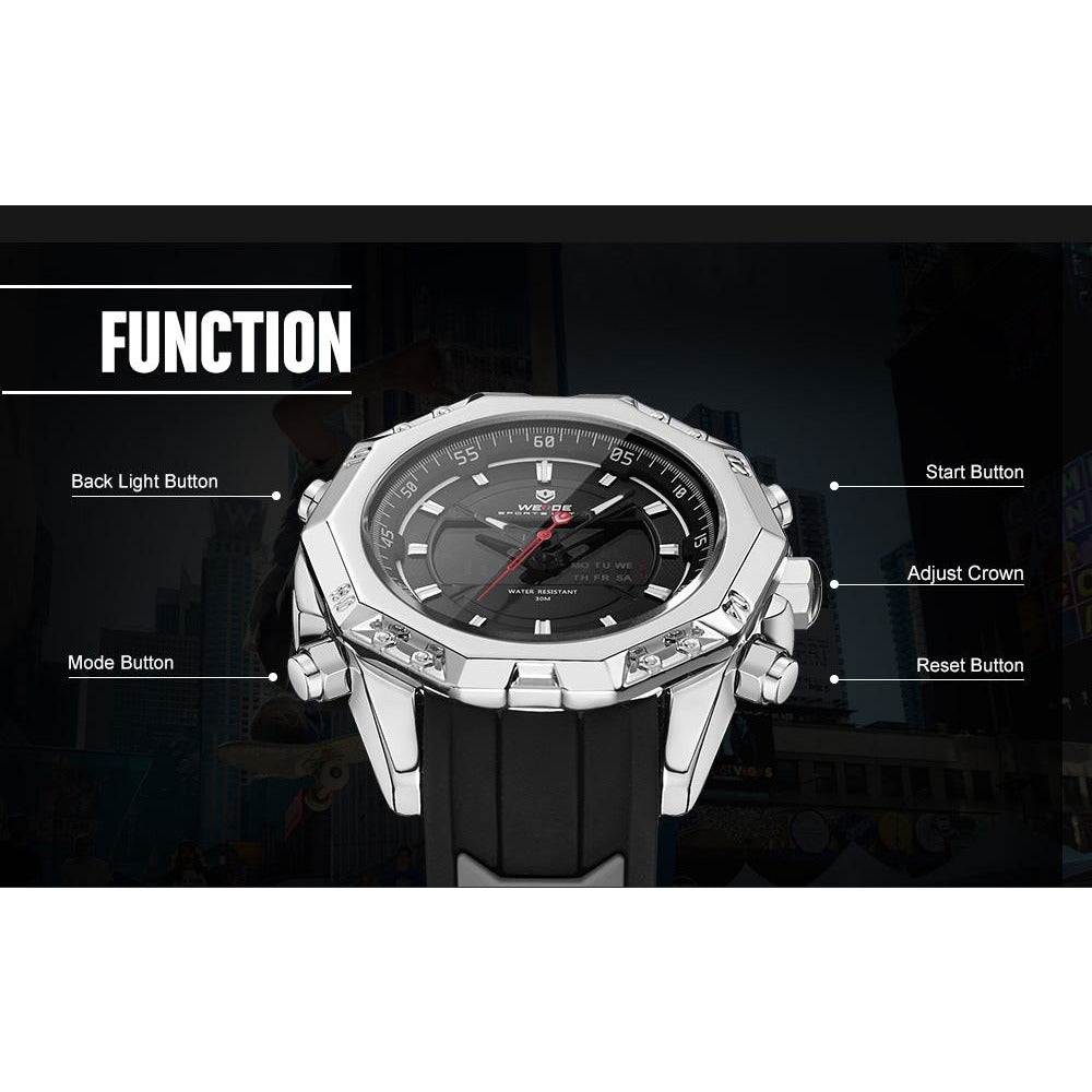 WEIDE Powerhouse Dual Time Black/Silver Watch