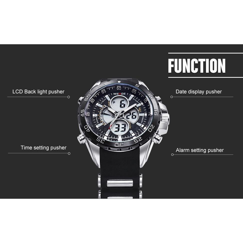 WEIDE Electro Dual Time Steel Infused Black/White Watch