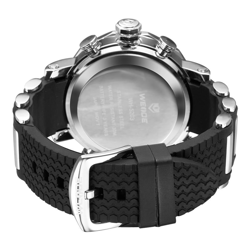 WEIDE Hammerhead Silicone Infused Steel Black Watch