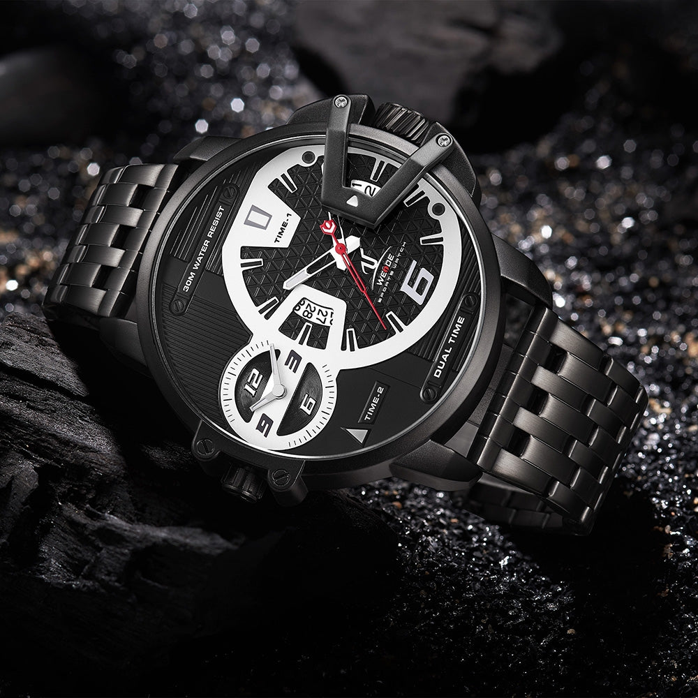 WEIDE Gigantaur 50mm Ion Steel Red Trim Watch