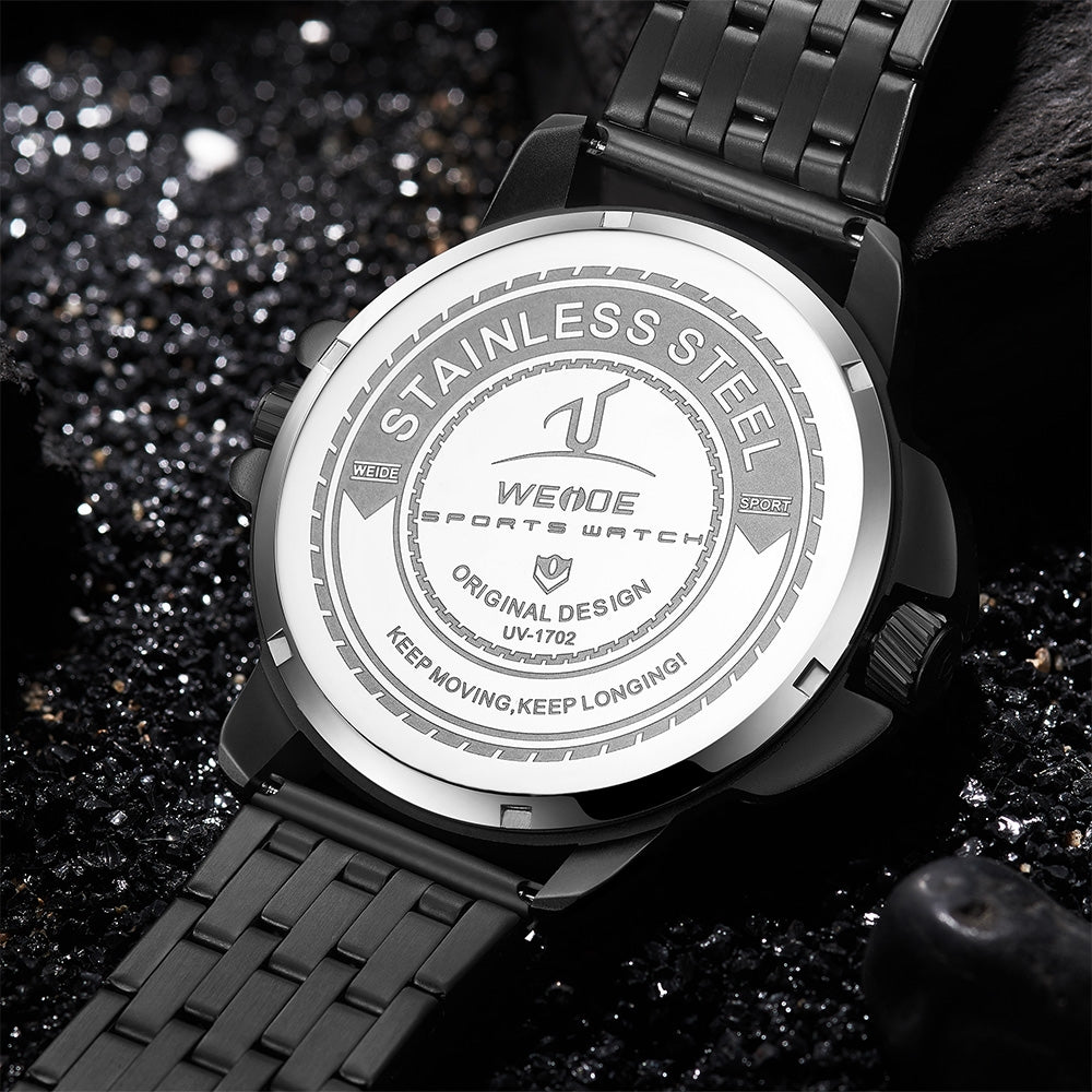 WEIDE Gigantaur 50mm Ion Steel Yellow Trim Watch