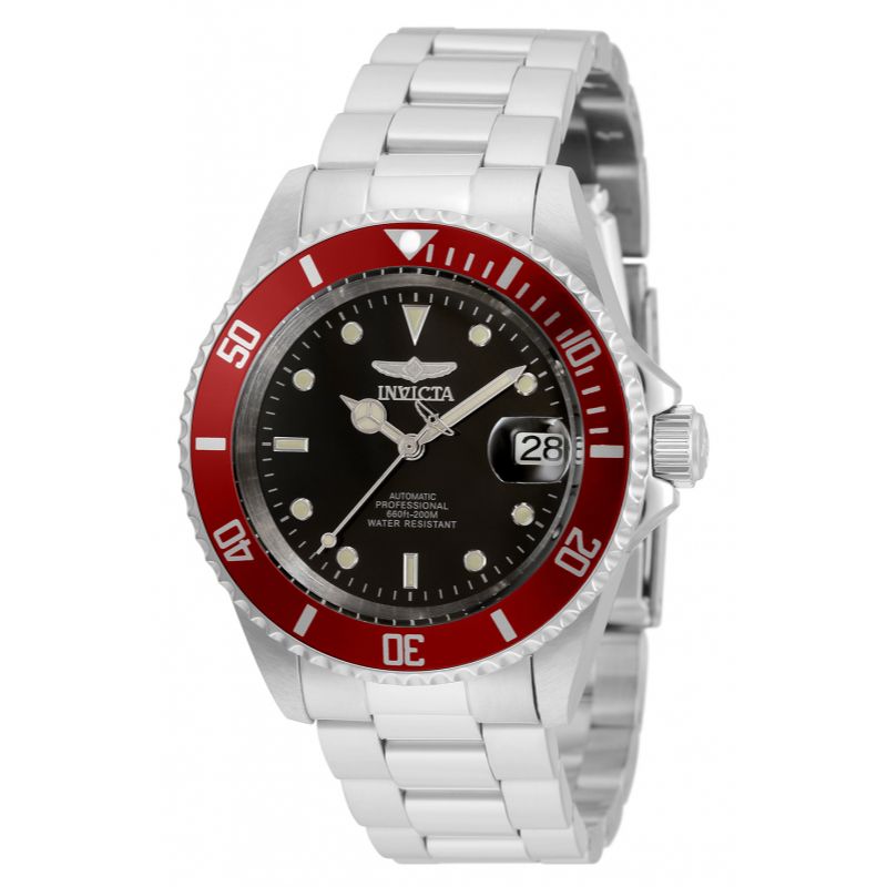 INVICTA Men's Pro Diver Automatic 40mm Watch Red Bezel