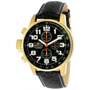 INVICTA Men's Russian Aviator Lefty 46mm Leather/Gold Black 23k Plated Watch