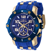 INVICTA Men's Pro Diver Gascoin 51.5mm Gold / Royal Blue Ionic Silicone Steel Chronograph Watch