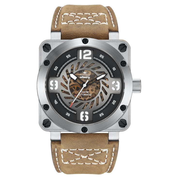 INFANTRY REVOLUTION AVIATEUR FALCON SKELETON SILVER/BROWN Watch