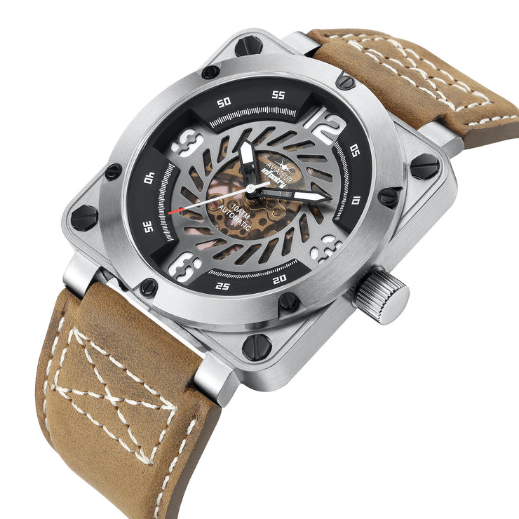 INFANTRY REVOLUTION AVIATEUR FALCON SKELETON SILVER/BROWN Watch