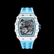 TSAR BOMBA Carbon Fiber Men's Automatic Watch TB8208CFN Striated White / Baby Blue