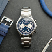 THOMAS EARNSHAW AMPERE DUAL TIME MULTIFUNCTION Dover Blue Watch + FREE Leather Strap