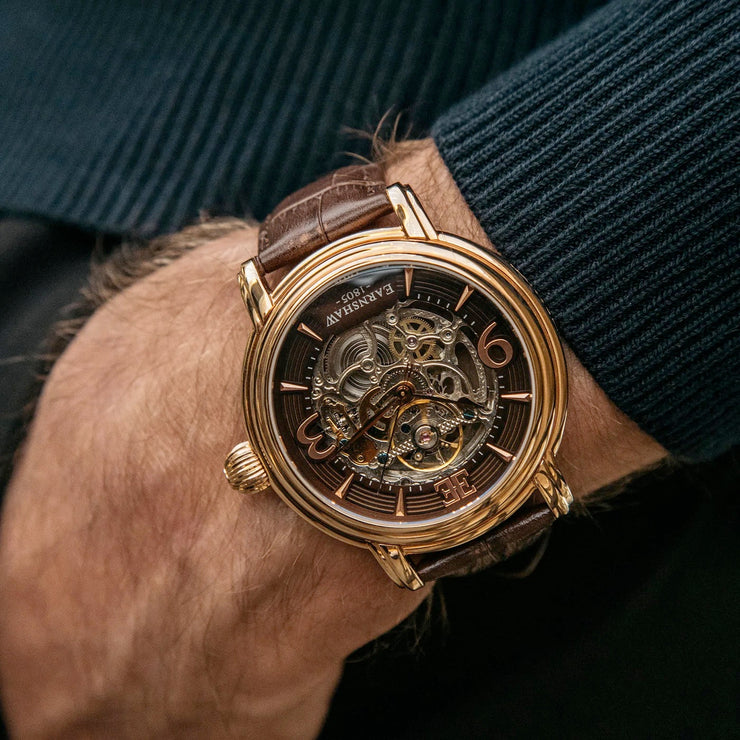 THOMAS EARNSHAW LONGCASE GRANDE SKELETON AUTOMATIC Brandy Rose Gold  ES-8011-07 Watch