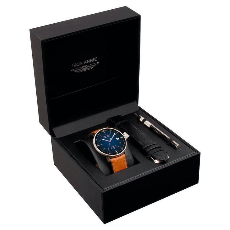 IRON ANNIE Bauhaus Blue/Brown Watch