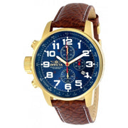 INVICTA Men's Russian Aviator Lefty 46mm Leather/Gold Blue 23k Plated Watch