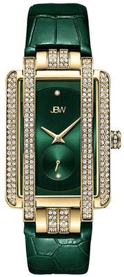 Mink .12 ctw Diamond 18K Gold-Plated Emerald Watch